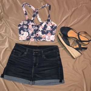 Blue Floral Crop Top